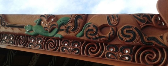 Maori carving at a marae