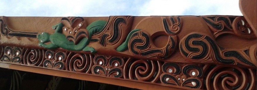 Maori carving at a marae