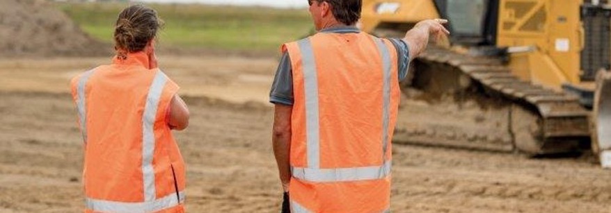 Two men at the Rangitaiki fFoodway earthworks