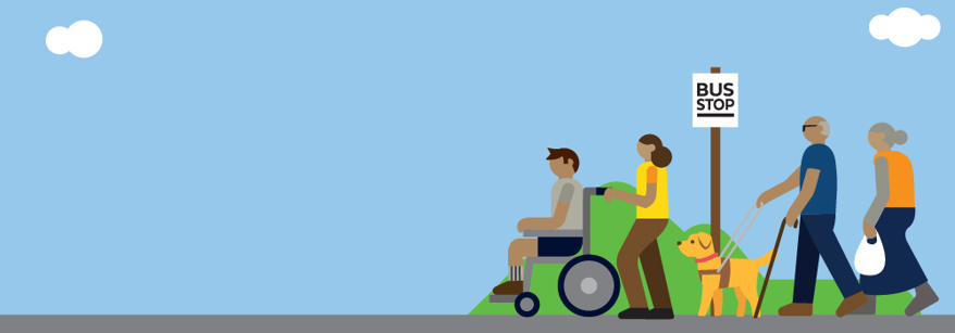illustration of people waiting at a bus stop