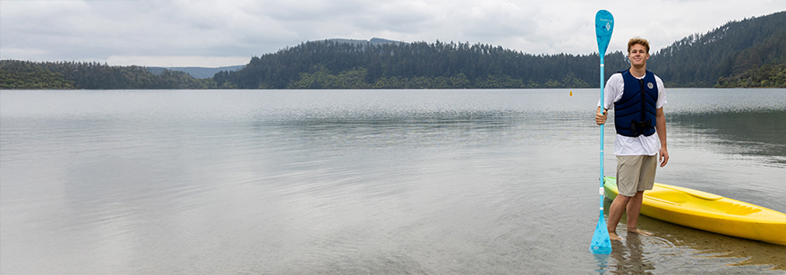 kayaker with lifejacket on